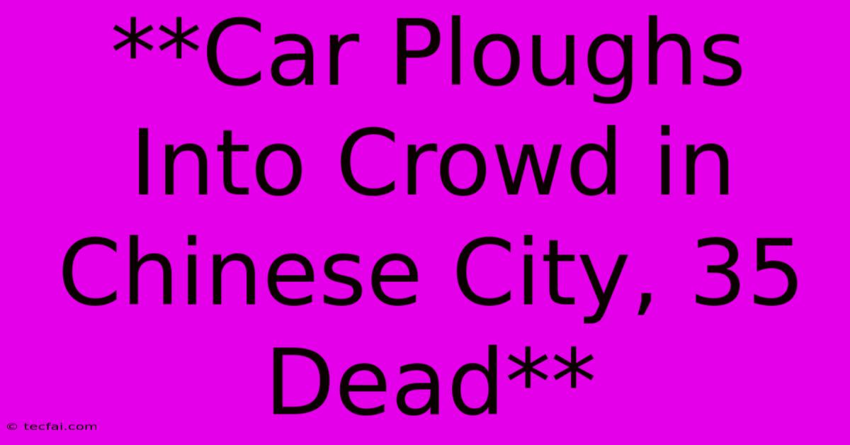 **Car Ploughs Into Crowd In Chinese City, 35 Dead**