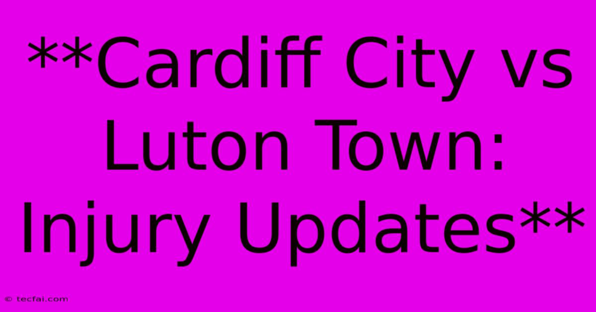 **Cardiff City Vs Luton Town: Injury Updates** 