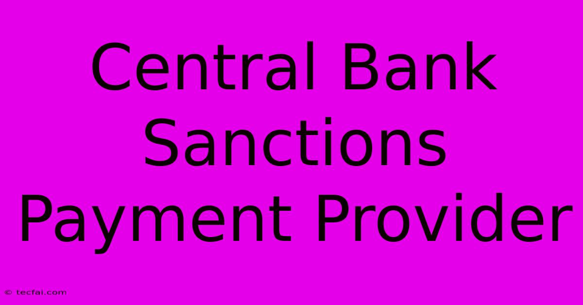 Central Bank Sanctions Payment Provider