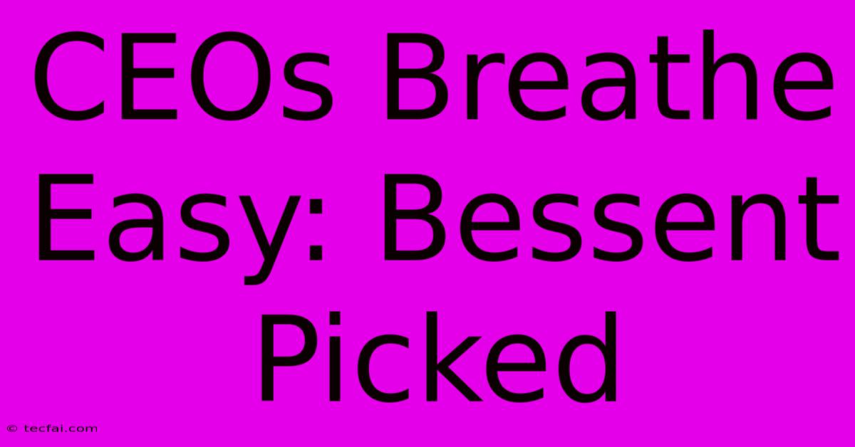 CEOs Breathe Easy: Bessent Picked