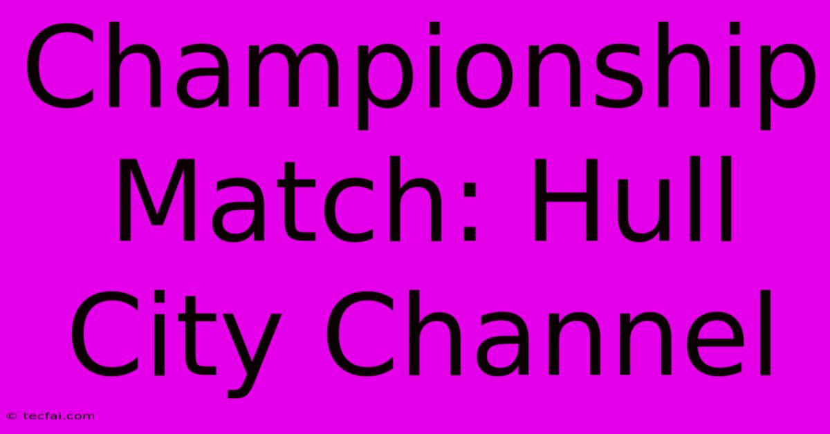 Championship Match: Hull City Channel