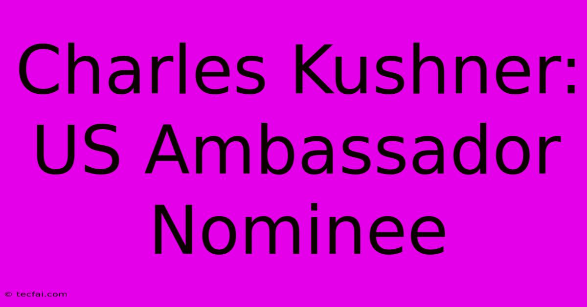 Charles Kushner: US Ambassador Nominee