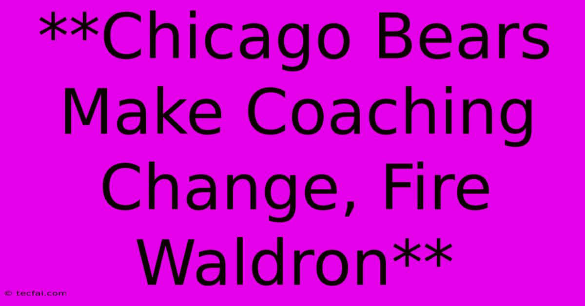 **Chicago Bears Make Coaching Change, Fire Waldron** 