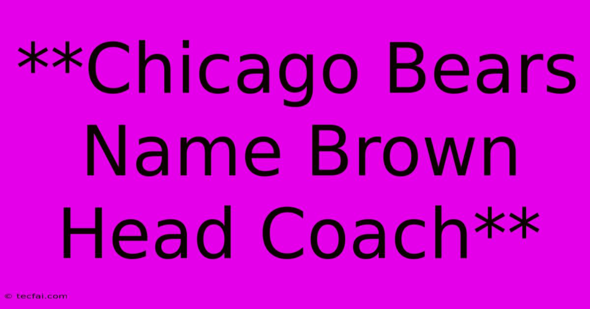 **Chicago Bears Name Brown Head Coach**