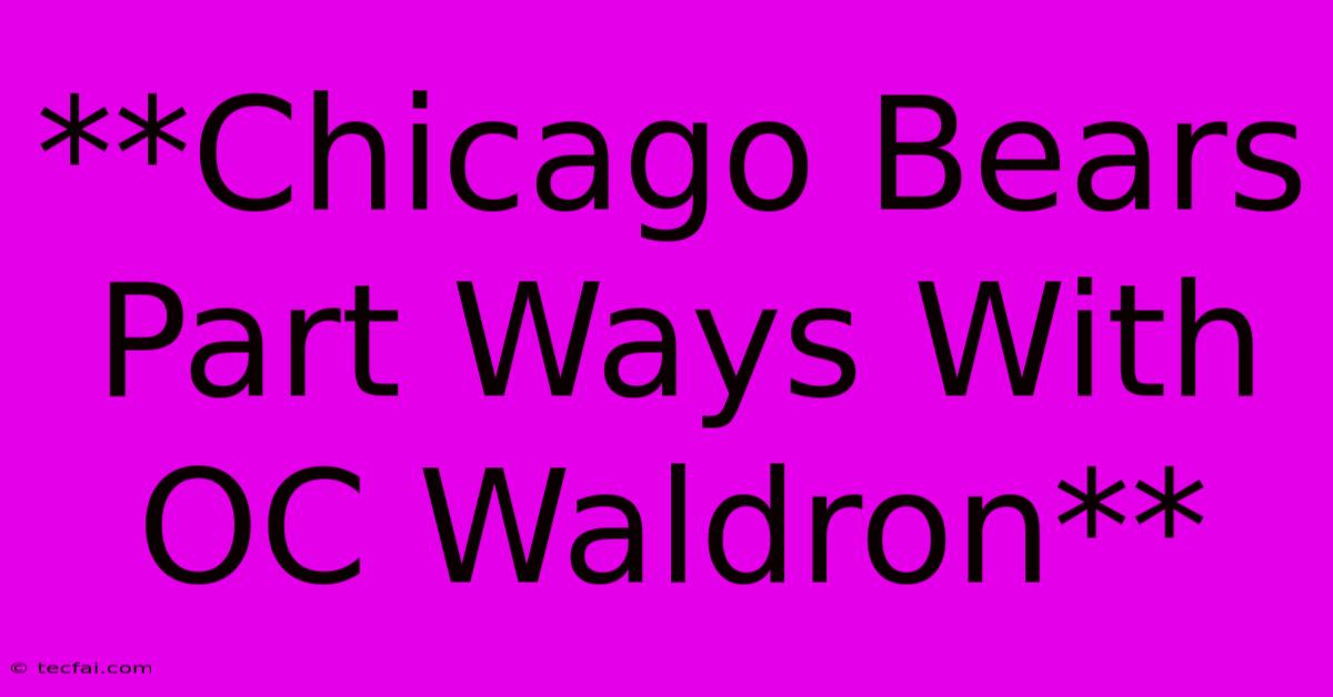 **Chicago Bears Part Ways With OC Waldron**