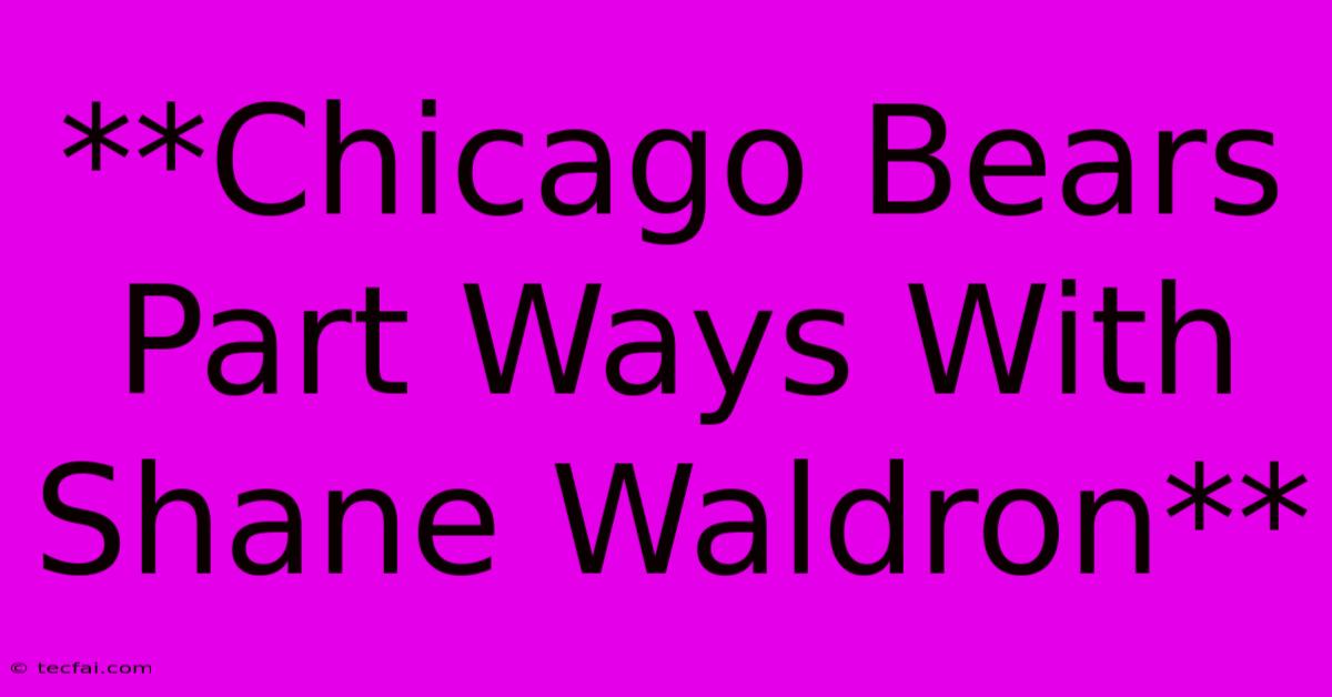 **Chicago Bears Part Ways With Shane Waldron**