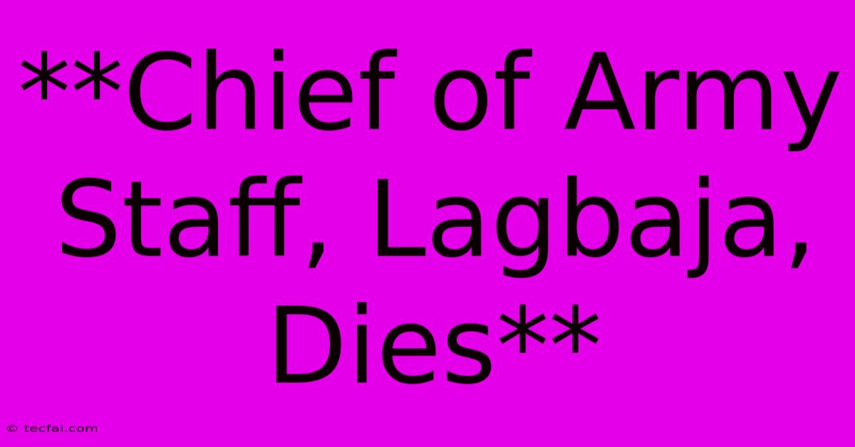 **Chief Of Army Staff, Lagbaja, Dies**