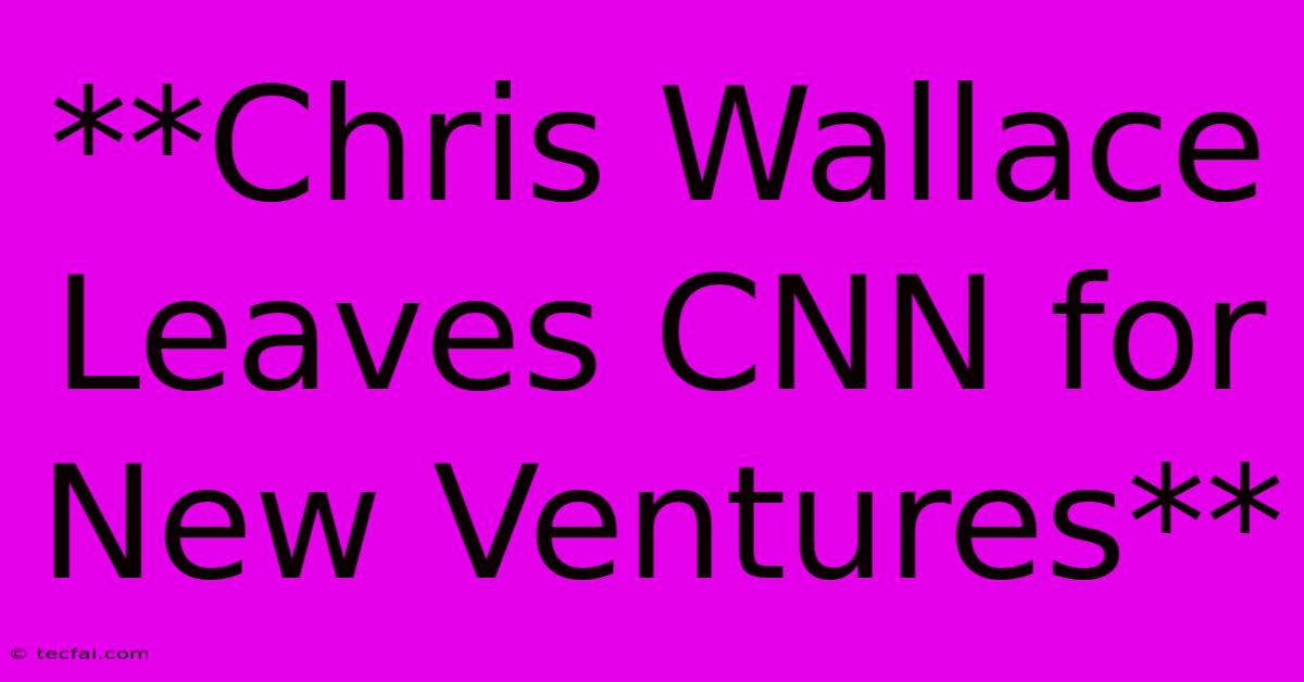 **Chris Wallace Leaves CNN For New Ventures**