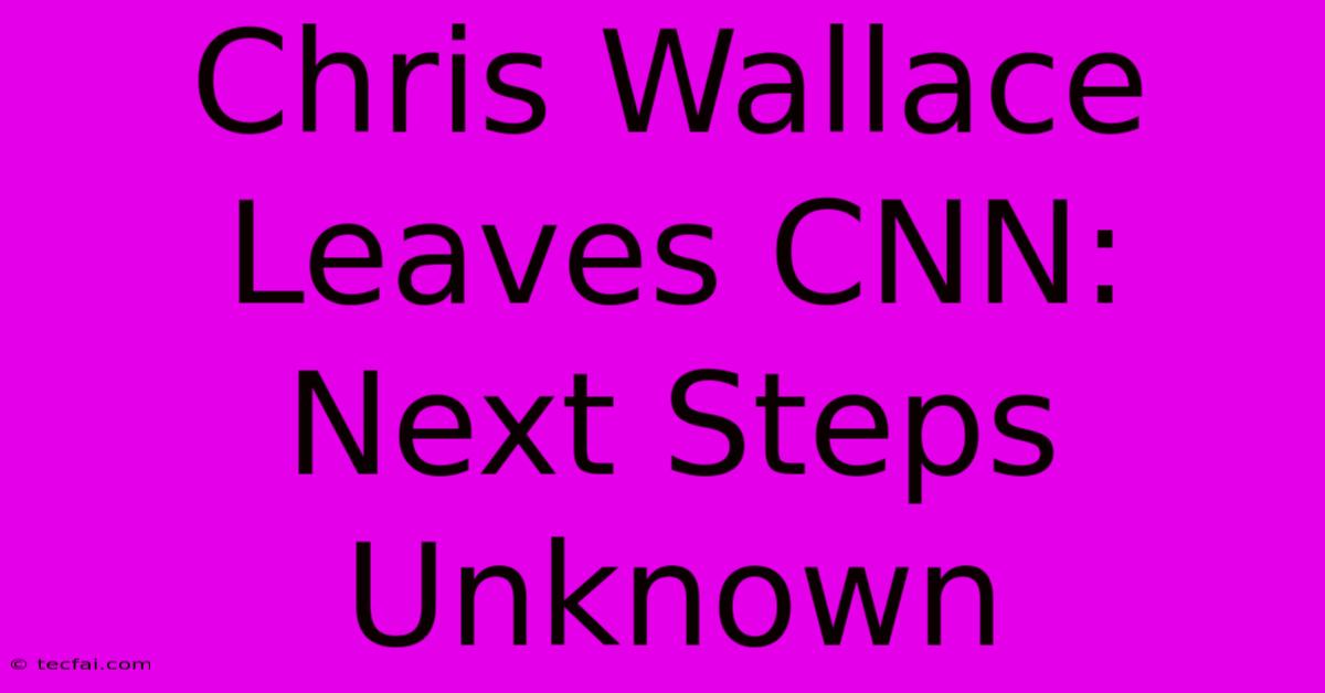 Chris Wallace Leaves CNN: Next Steps Unknown 