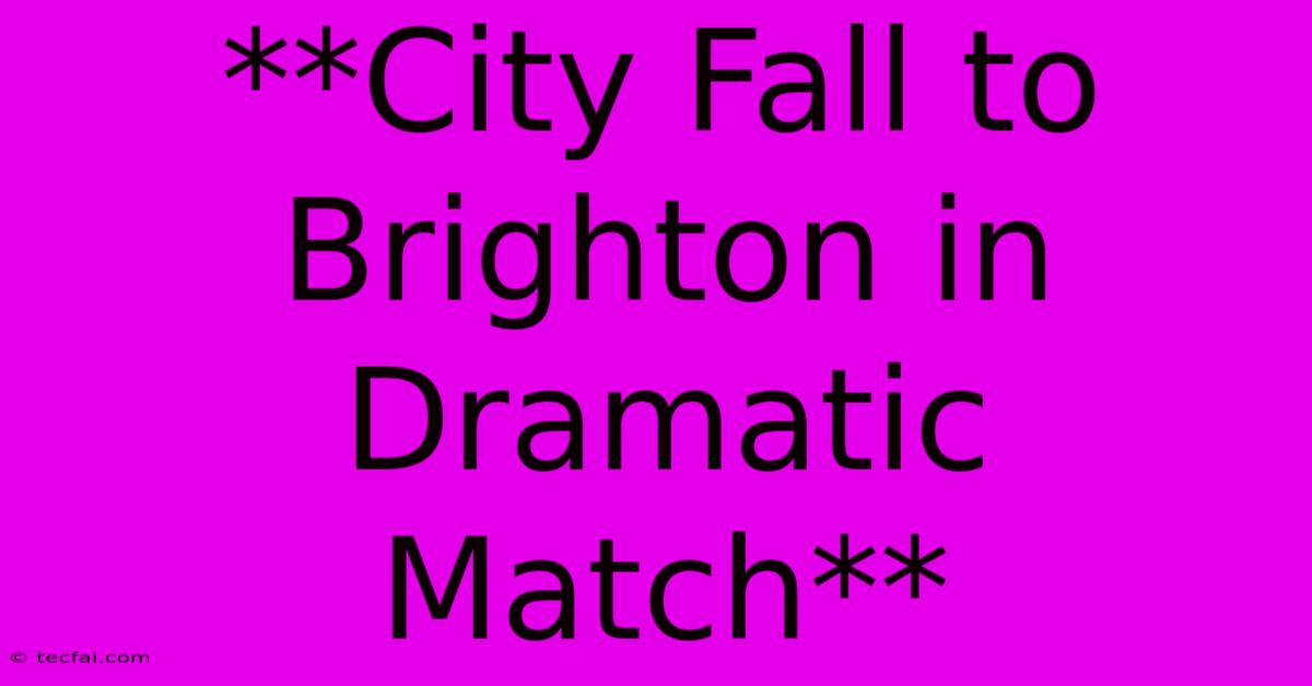 **City Fall To Brighton In Dramatic Match**