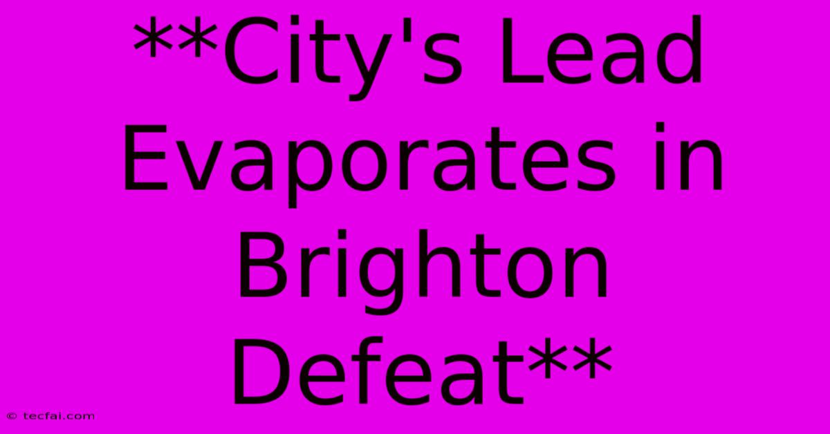 **City's Lead Evaporates In Brighton Defeat**