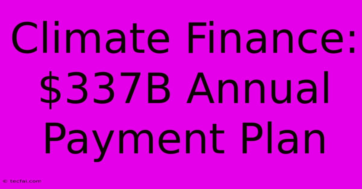 Climate Finance: $337B Annual Payment Plan