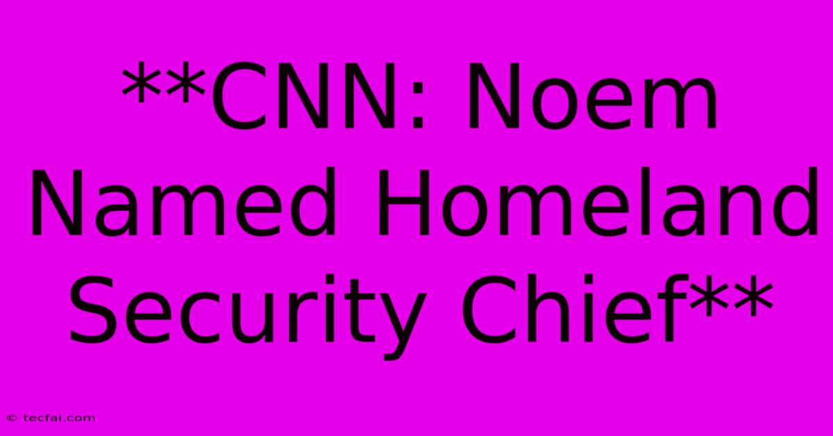 **CNN: Noem Named Homeland Security Chief**