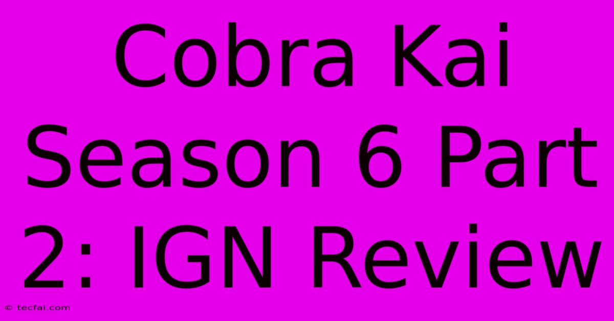 Cobra Kai Season 6 Part 2: IGN Review