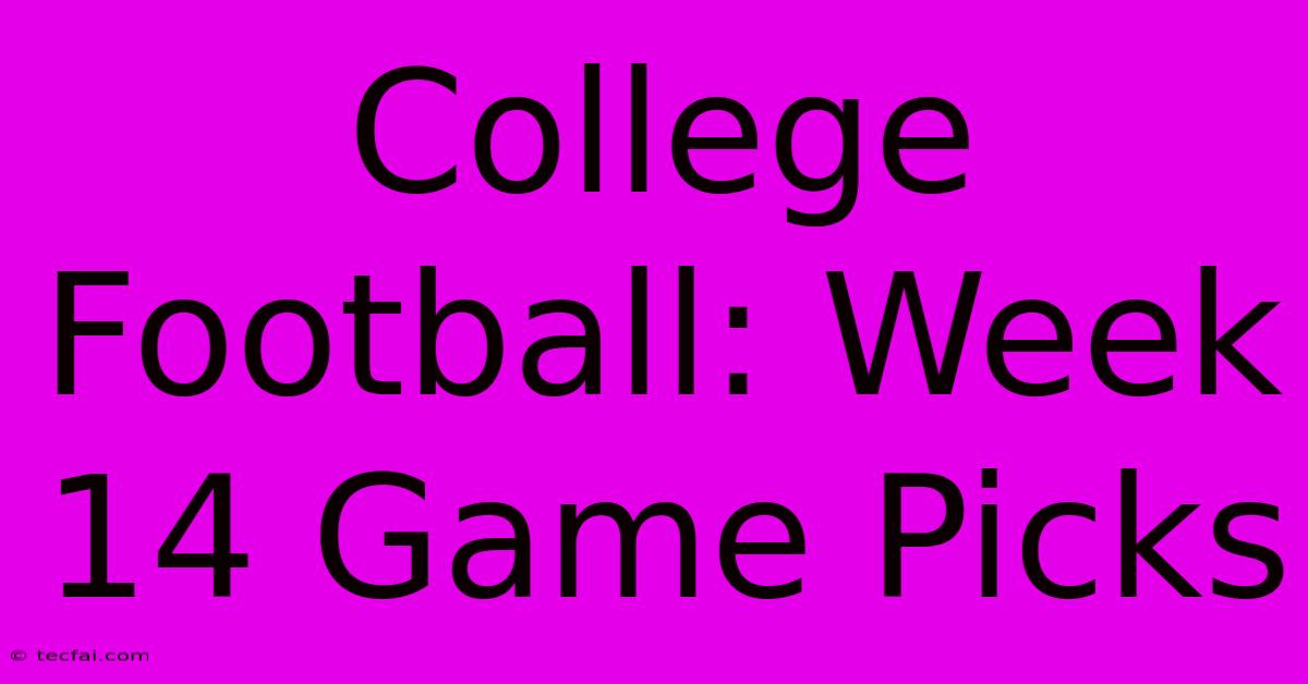 College Football: Week 14 Game Picks