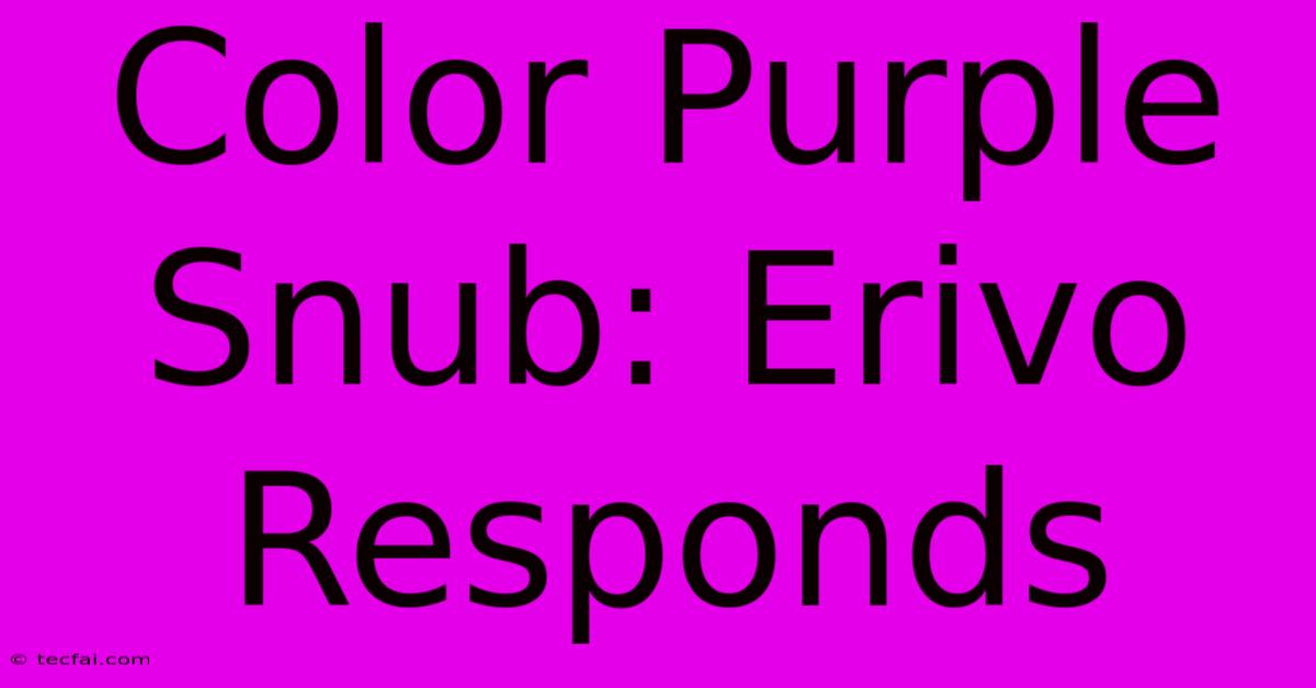 Color Purple Snub: Erivo Responds