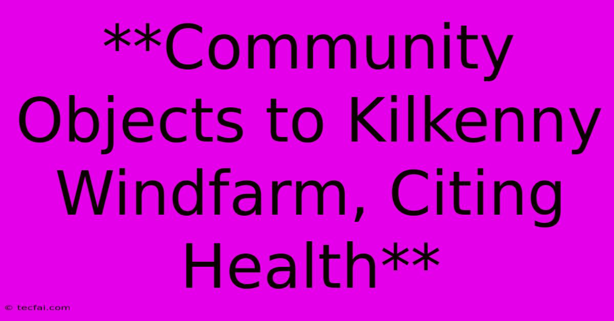 **Community Objects To Kilkenny Windfarm, Citing Health**