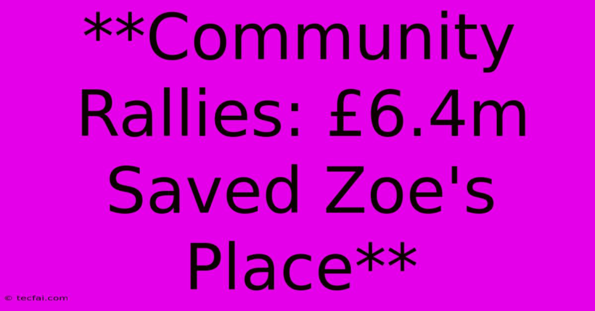 **Community Rallies: £6.4m Saved Zoe's Place**