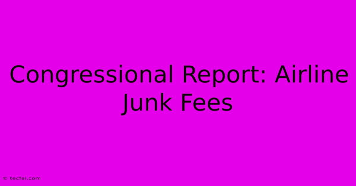 Congressional Report: Airline Junk Fees