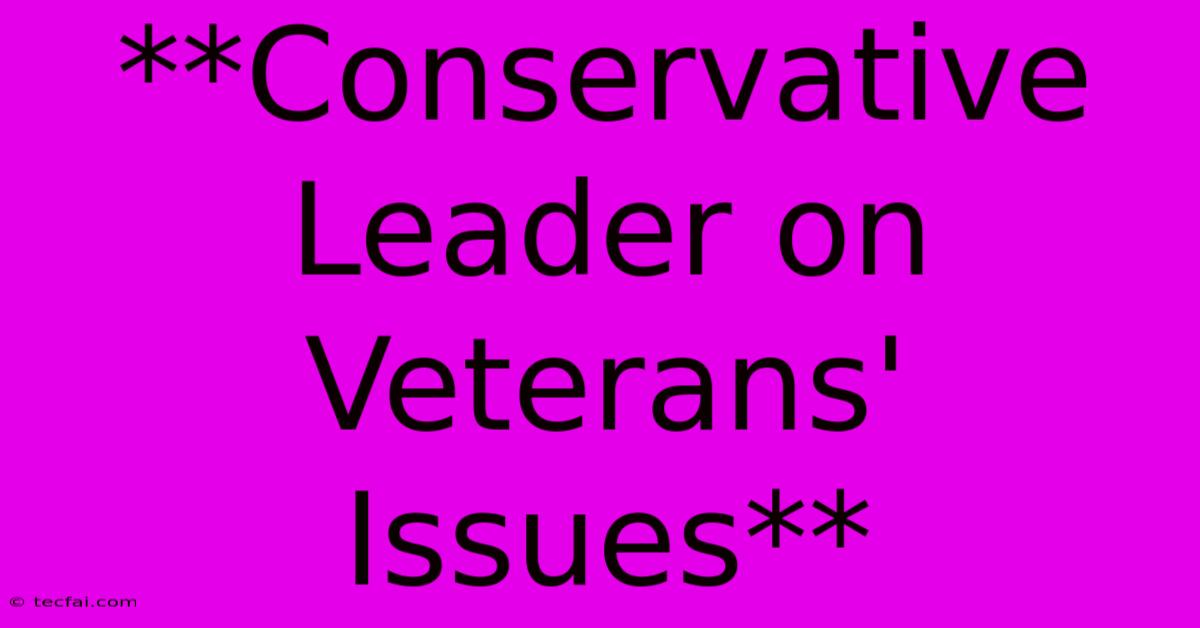 **Conservative Leader On Veterans' Issues**