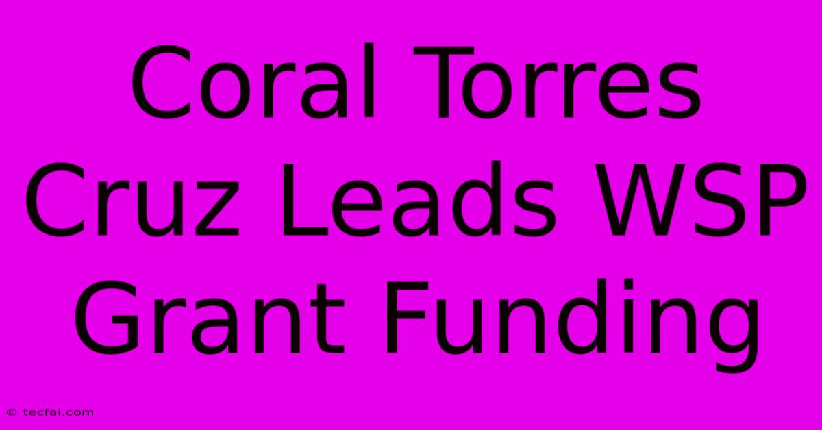 Coral Torres Cruz Leads WSP Grant Funding