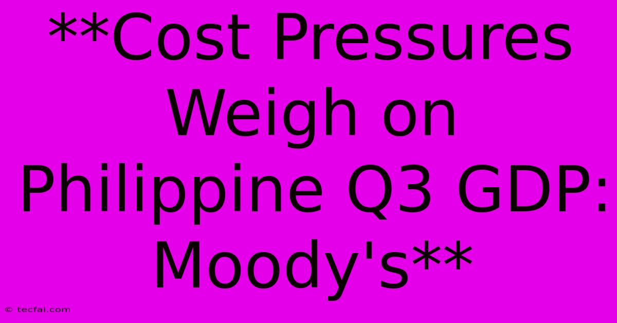 **Cost Pressures Weigh On Philippine Q3 GDP: Moody's** 