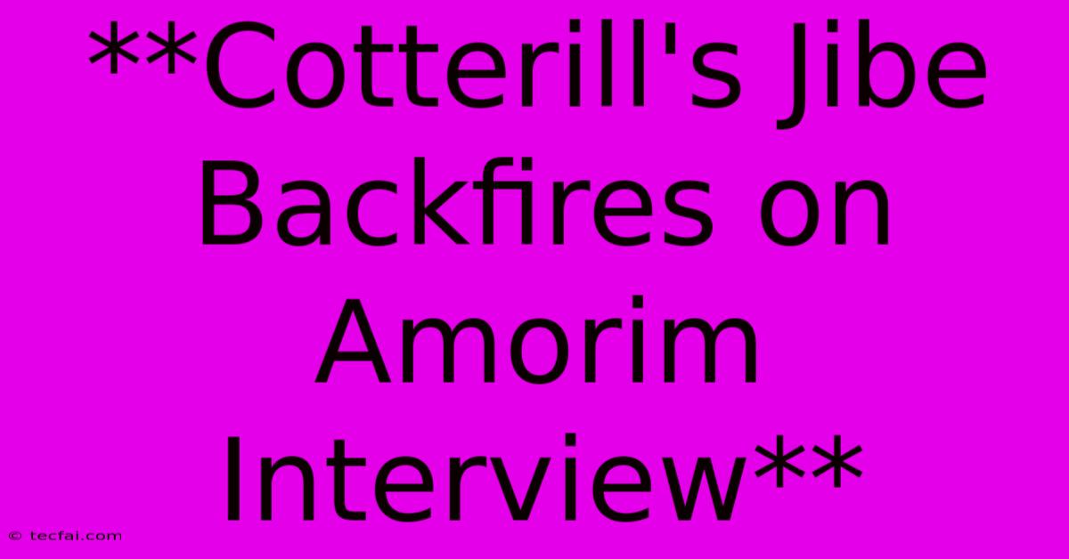 **Cotterill's Jibe Backfires On Amorim Interview**