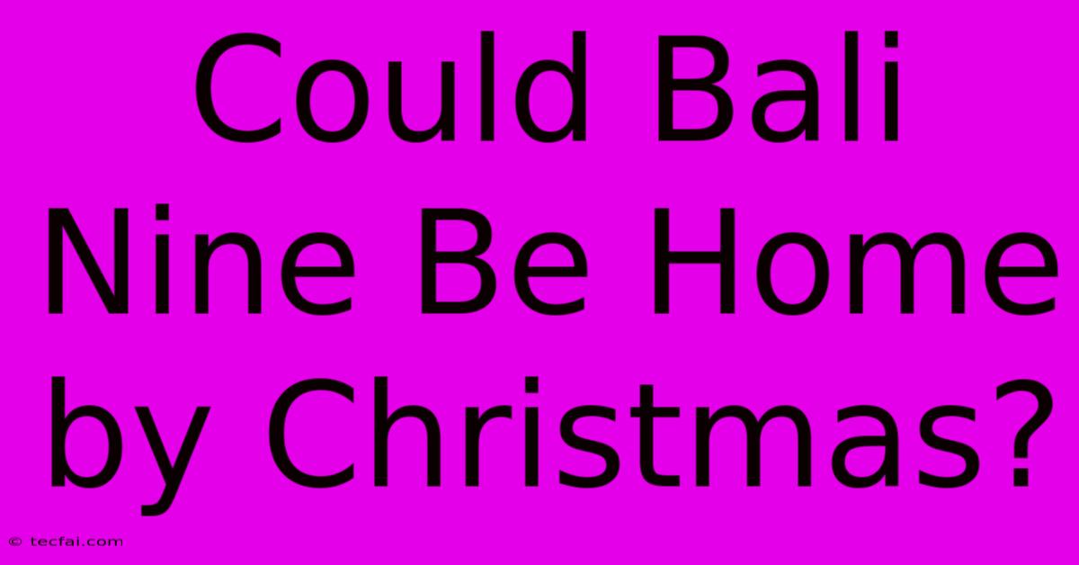 Could Bali Nine Be Home By Christmas?