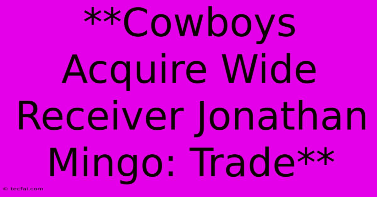 **Cowboys Acquire Wide Receiver Jonathan Mingo: Trade**