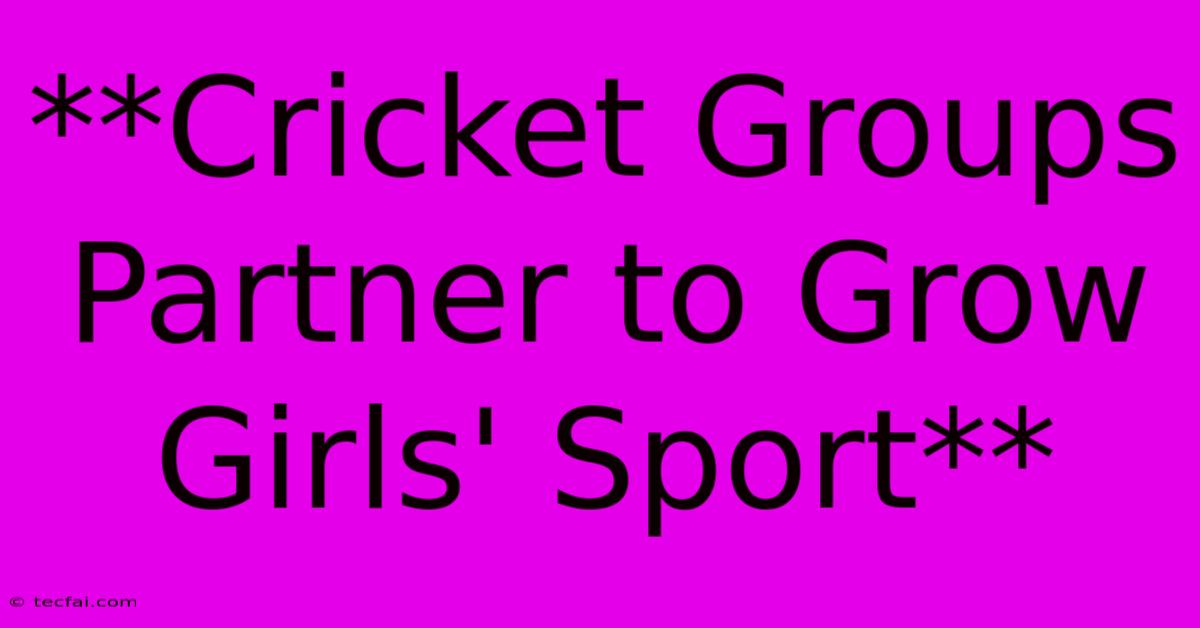 **Cricket Groups Partner To Grow Girls' Sport**