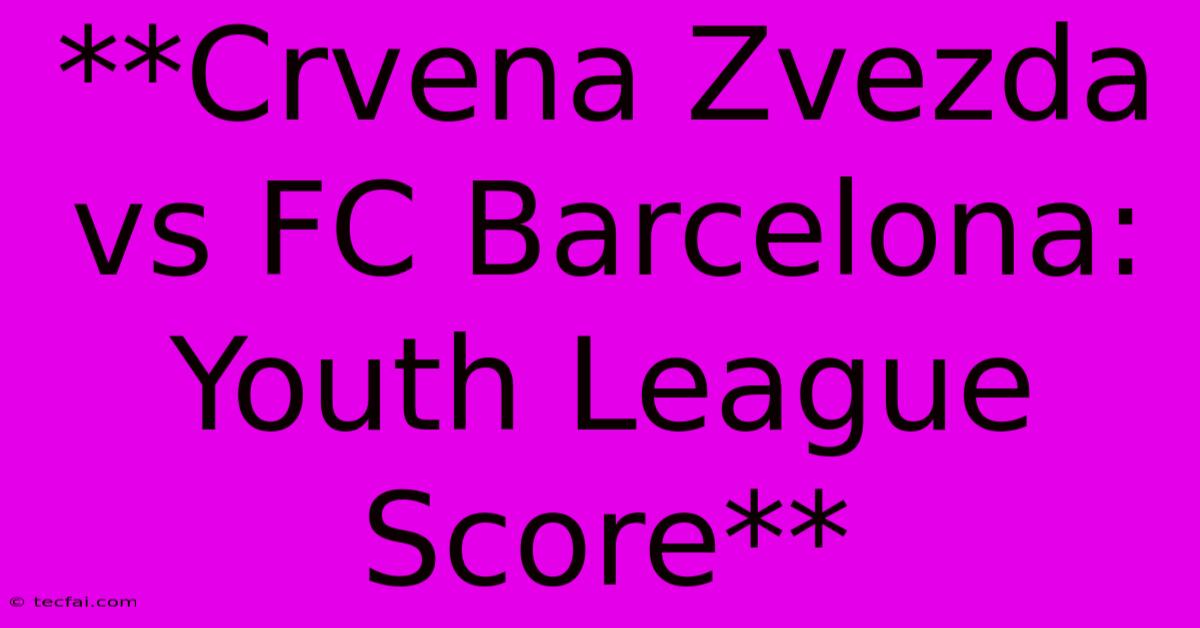 **Crvena Zvezda Vs FC Barcelona: Youth League Score** 