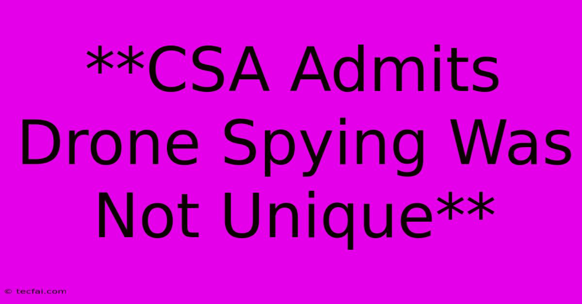 **CSA Admits Drone Spying Was Not Unique**