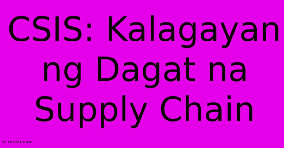 CSIS: Kalagayan Ng Dagat Na Supply Chain