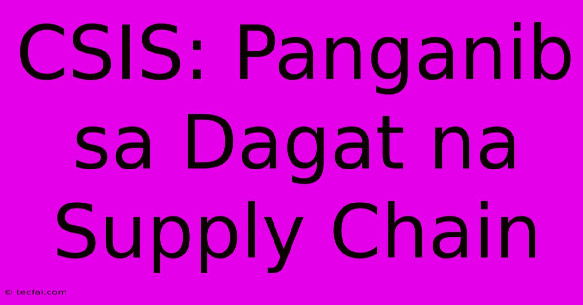 CSIS: Panganib Sa Dagat Na Supply Chain