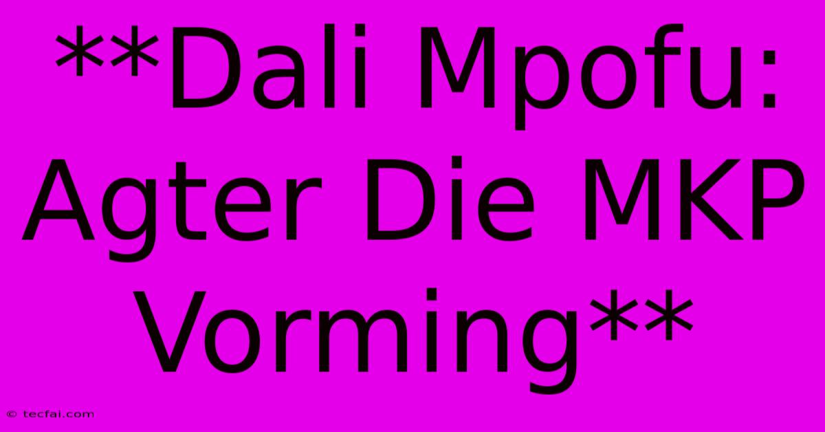 **Dali Mpofu: Agter Die MKP Vorming** 