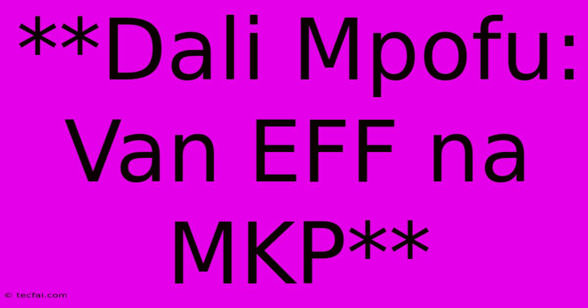 **Dali Mpofu: Van EFF Na MKP**