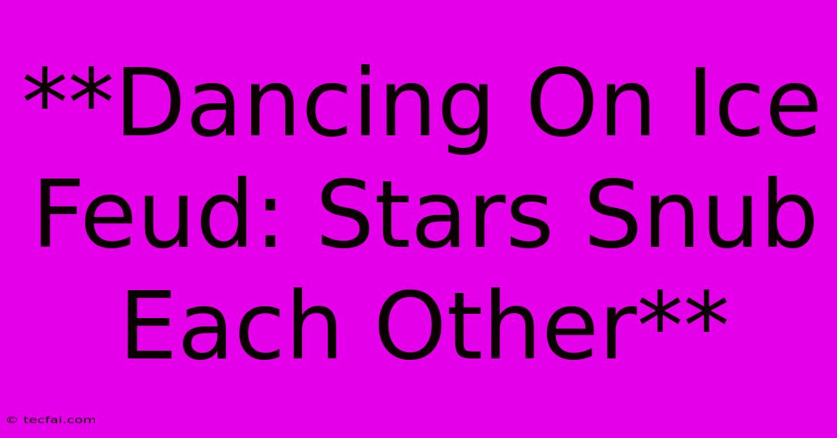 **Dancing On Ice Feud: Stars Snub Each Other**