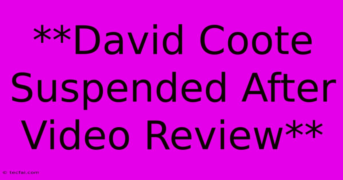 **David Coote Suspended After Video Review**