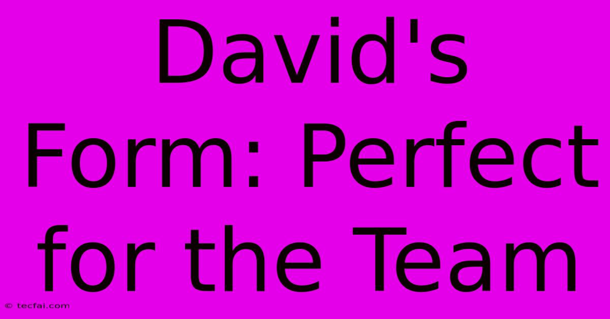 David's Form: Perfect For The Team