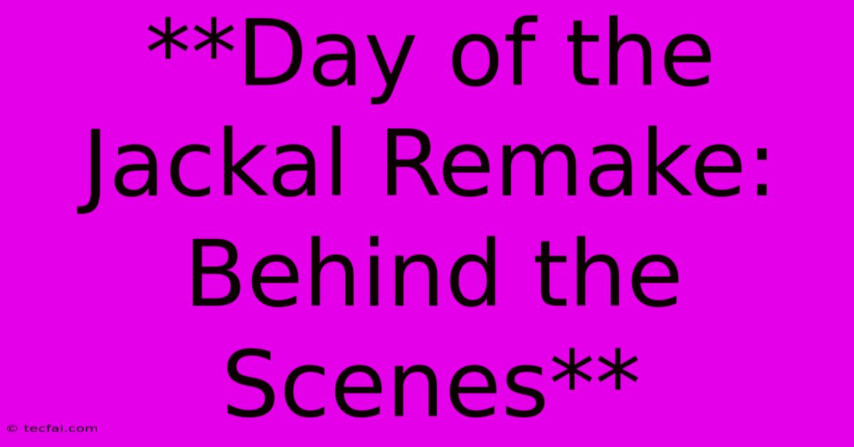 **Day Of The Jackal Remake: Behind The Scenes**