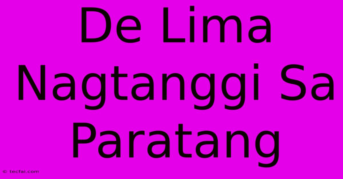 De Lima Nagtanggi Sa Paratang