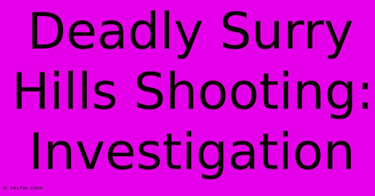 Deadly Surry Hills Shooting: Investigation