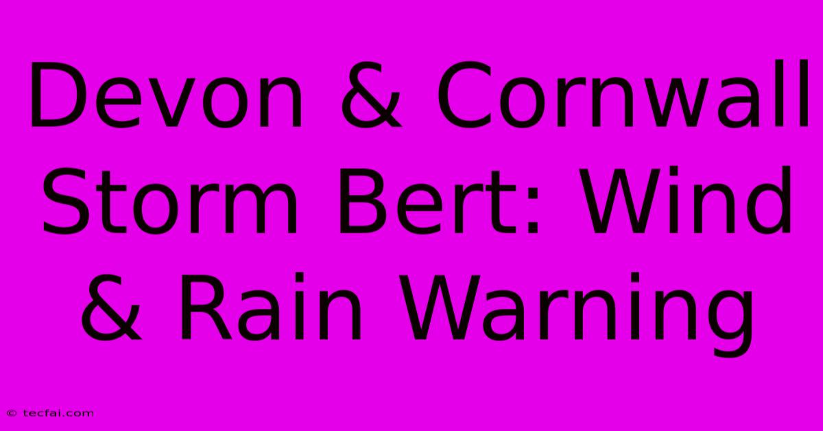 Devon & Cornwall Storm Bert: Wind & Rain Warning