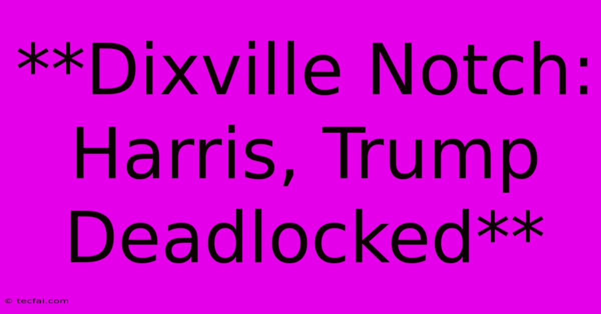 **Dixville Notch: Harris, Trump Deadlocked**