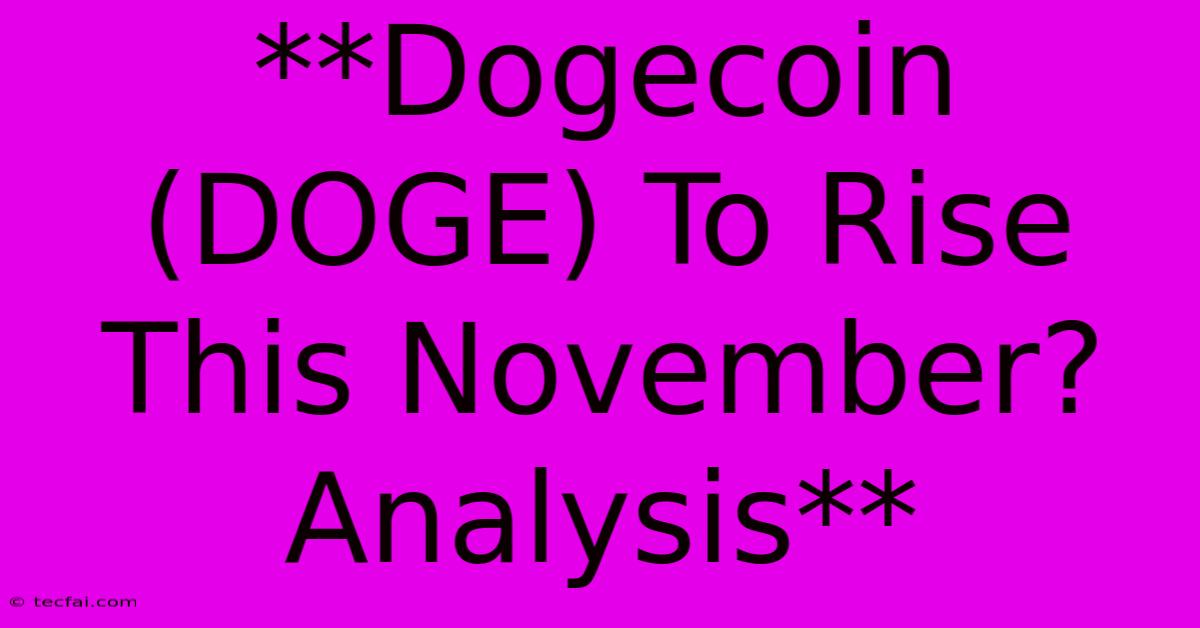 **Dogecoin (DOGE) To Rise This November? Analysis**