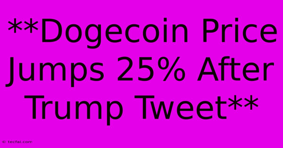 **Dogecoin Price Jumps 25% After Trump Tweet**