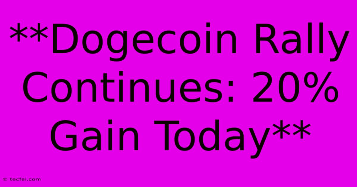 **Dogecoin Rally Continues: 20% Gain Today**