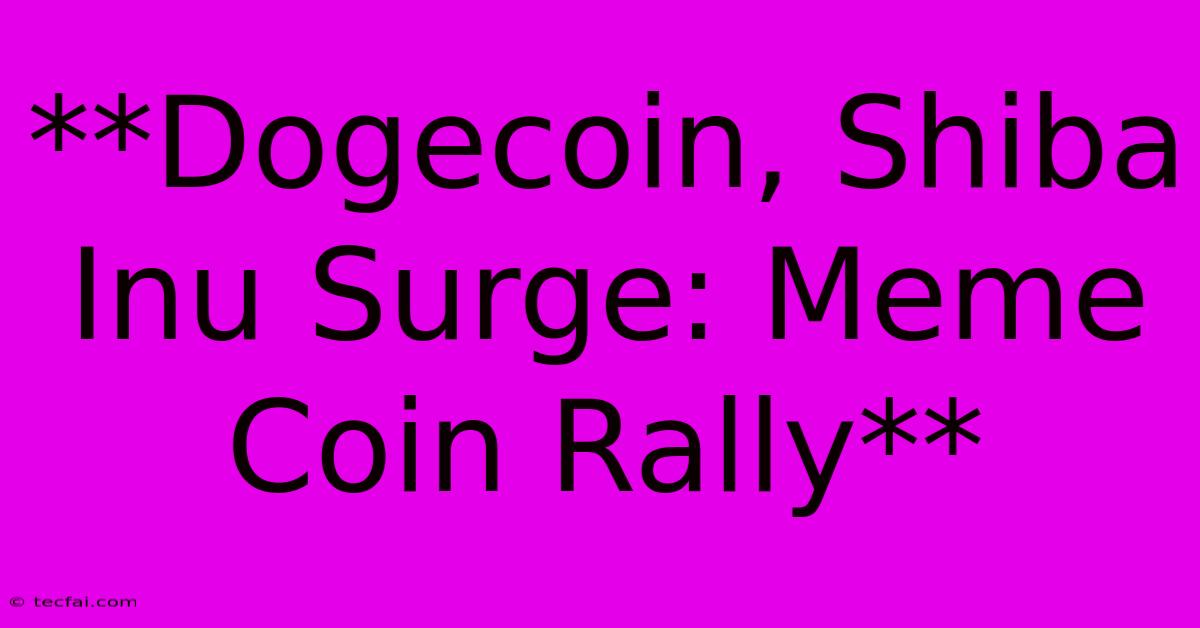 **Dogecoin, Shiba Inu Surge: Meme Coin Rally**