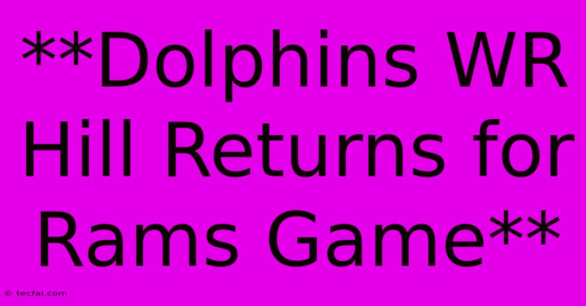 **Dolphins WR Hill Returns For Rams Game**