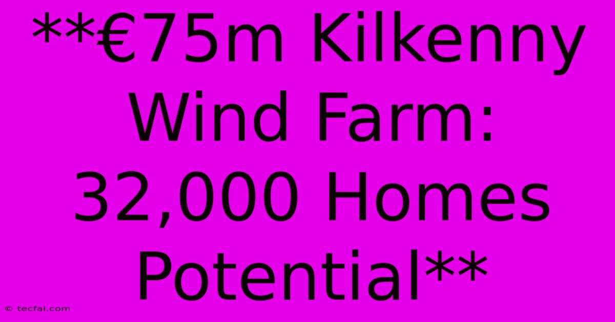 **€75m Kilkenny Wind Farm: 32,000 Homes Potential**